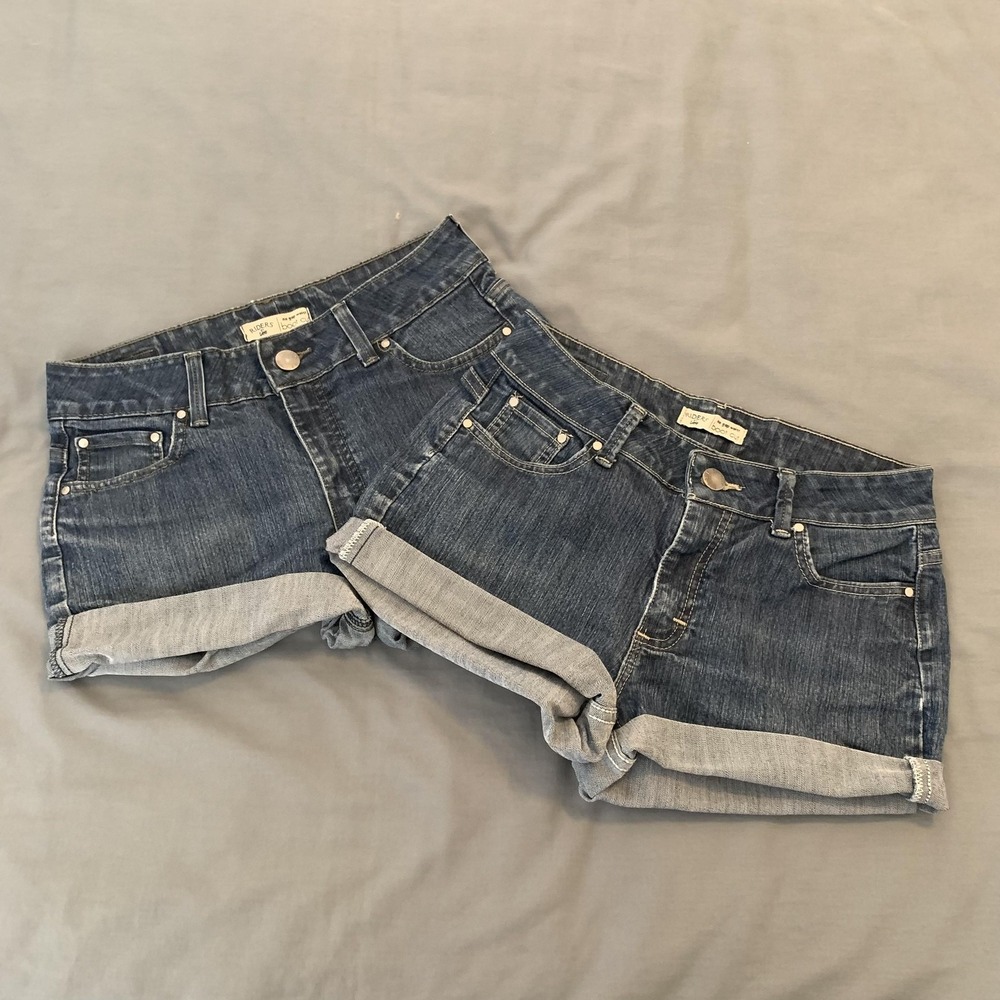 Riders By Lee Shorts Womens 6 Blue Stretch Denim Cutoff Rolled Cuff Lot Of 2
